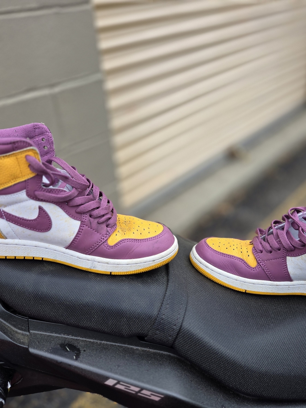 Nike High-Top Sneakers in Purple, Yellow, White